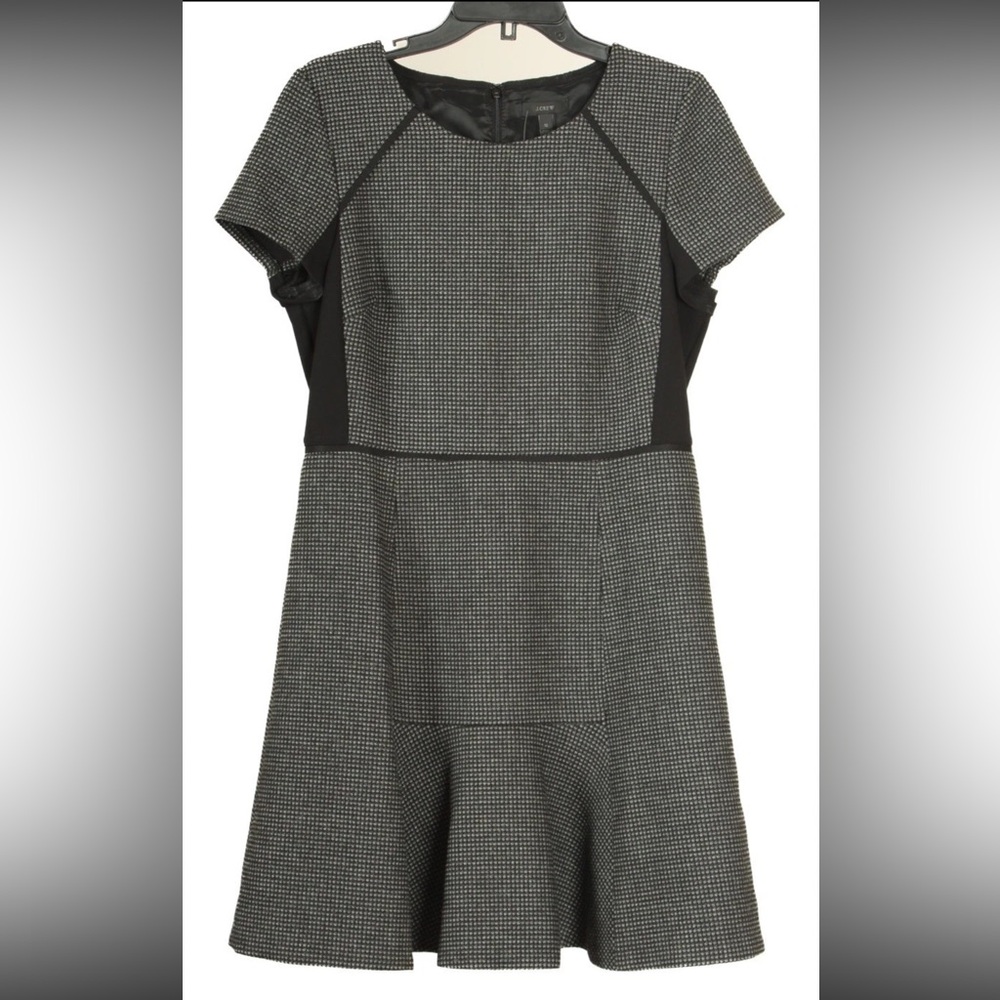 J. Crew Dress Women’s 12 Gray Black A Line Short Sleeve Lined